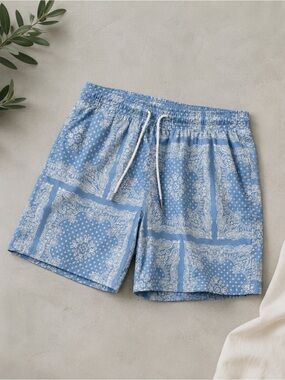 Slate & Stone‎ Blue Paisley Swim Trunks | Resort Beach Shorts | Size L